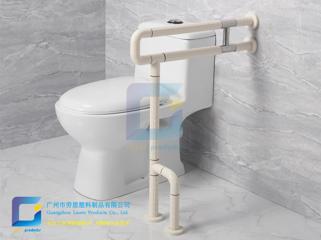 衛(wèi)生間扶手-白色U型扶手帶不銹鋼工字架旋轉(zhuǎn)活動(dòng)輔助腳老人安全助力扶手桿無障礙助立坐便器扶手 (1)