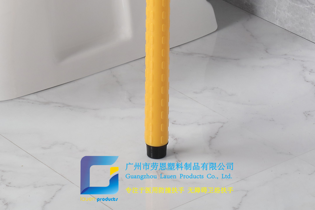 衛(wèi)生間扶手-黃色T型上翻扶手帶落地腳不銹鋼光面小底板老人安全助力扶手桿無(wú)障礙助立坐便器扶手 (1)_細(xì)節(jié)2